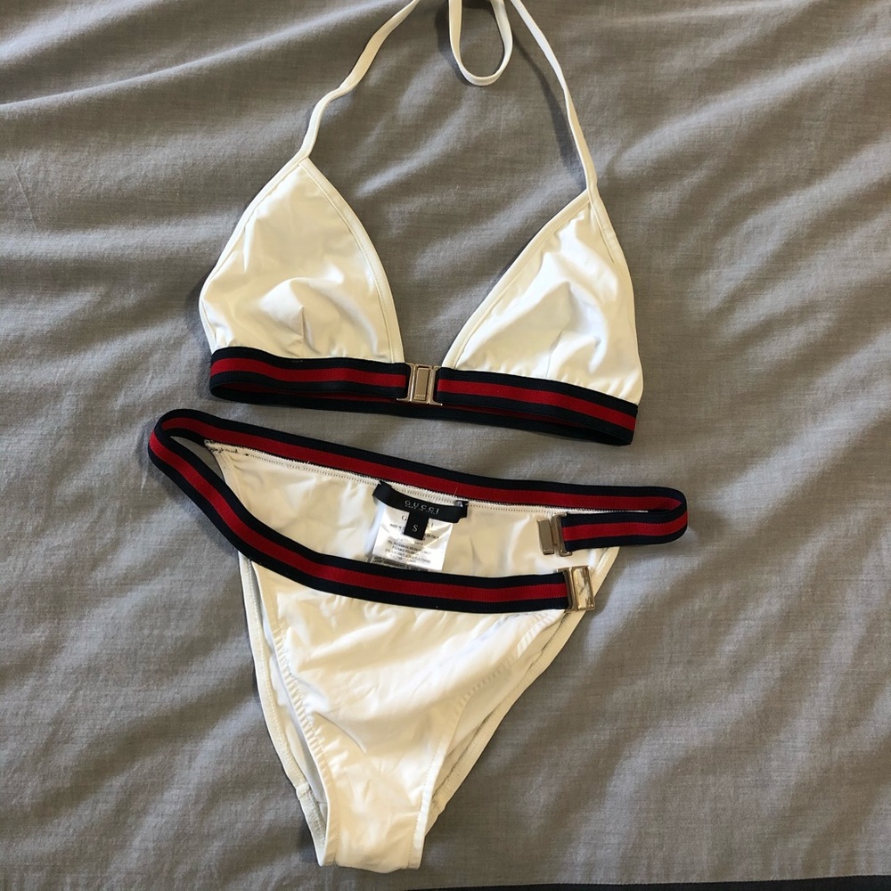Gucci stripe-trimmed triangle bikini